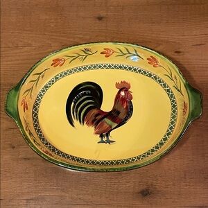 Colorful Rooster Oval Baker